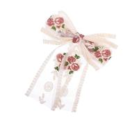 Homoyoyo Stylish Embroidered Spring Hair Clip Elegant Bow Knot Design Premium Skin Friendly Cloth Hair Decoration for Outfits Unique Chinese Charm Beige