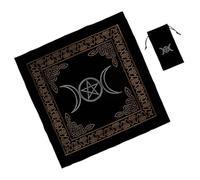 Homoyoyo Tarot Card Storage Bag and Decorative Velour Tablecloth Set for Tarot Cards Divination and Black Fabric Material with Practical No Discoloration Feature and Altar Cover