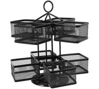 Homoyoyo Tea Bag Holder Organizer Tea Storage Box Iron 360 Degree Rotating Black Carousel for Kitchen Countertop Coffee Creamer Sugar Packets
