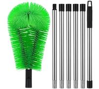 Homoyoyo Telescopic Gutter Cleaning Brush Set with 2 Flexible Green Brushes and 6 Extendable Rods, Bendable Head Roofing and Gaps Cleaning Tool for Roof Drain and Maintenance