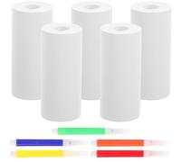 Homoyoyo Thermal Printer Sticker Paper Rolls Self Adhesive White Mini Thermal Printer Labels for Photo and Error Correction 5 Rolls 5 Colored Pens Compatible