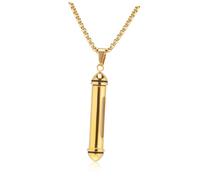 Homoyoyo Titanium Steel Urn Necklace for Ashes Men Classic Cylindrical Keepsake Pendant with Storage Space Lightweight Memorial Jewelry for Loved Ones and Pets Pearl Chain Included