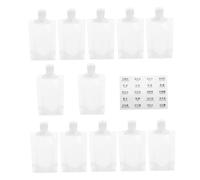 Homoyoyo Travel Lotion Squeeze Bags Set 13pcs 50ml Refillable Plastic Essential Oil Pouches with Spout and Label for Toiletries Storage Travel Toiletry Kit