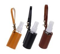 Homoyoyo Travel Spray Bottles 3pcs 2oz Refillable Leakproof Containers with Leather Case and Clip Keychain for Hiking and Camping