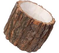 Homoyoyo Tree Stump Design Planting Pot Rustic Mini Flowerpot for Mantel Succulent Cactus Home Decor Natural Wood Finish