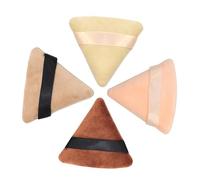 Homoyoyo Triangle Makeup Powder Puff 4Pcs 8X7.5X1.4Cm Cotton Soft Washable for Face Foundation Wet Dry Use with Strap for Women On-The-Go