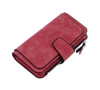 Homoyoyo Triple-Folded Pu Wallet Multiple Card Slots and Long Zipped Pocket Retro Double Design for Daily Use and Travel Matte Finish for Women