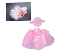 Homoyoyo Tutu Skirt Photography Prop with Crochet Headband Soft Breathable Costume for Newborns Months Fluffy Pink Dress Outfit for Photo Shoots and Shower Gifts