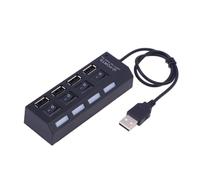Homoyoyo USB 2.0 Hub 4 Port USB Splitter Data Hub with Individual Control Abs Material Black Lightweight Plug and Play for Tablet PC and Computer Data Transmission Maximum 480mbps