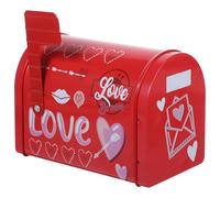 Homoyoyo Valentine's Day Red Mailbox Tinplate Cookie Small Candy Biscuit Storage Box with Cute Festive Pattern Multi-functional Snack Packaging Box for Holiday Parties