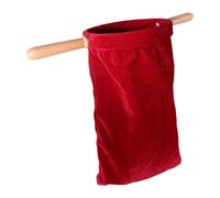 Homoyoyo Velvet Church Offering Bag, and Wood with Wooden Handle | Red Classic Style, Secure Opening and Closing, for Worship Settings and Christenings, Donor Contributions