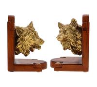 Homoyoyo Vintage American Style Resin Wolf Head Bookends, Resin Base Desktop Book Holders for Office and Study Room Decoration, Sturdy Reading Book Stand Organizer