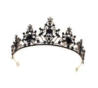 Homoyoyo Vintage Black Baroque Crown for Women Elegant Party Headdress Hair Decor Festive Stage Tiara for Weddings Birthdays Banquets and Photography