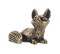 Homoyoyo Vintage Brass Fox Statue, Sitting Fox Figurine, Miniature Animal Desktop Ornament for Home and Office Micro Landscape Décor