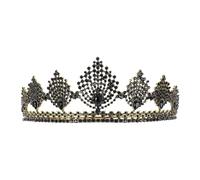 Homoyoyo Vintage Crown Tiara Baroque Style Crown for Party Delicate Bride Black Point Diamond Half Circle Headpiece for Women Girls