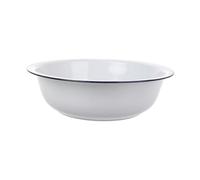 Homoyoyo Vintage Enameled Mixing Bowl 32cm White Enamelware Household Washing Basin Thickened Kitchen Dough and Soup Bowl for Home Use