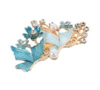 Homoyoyo Vintage Flower Hair Clip with Rhinestones and Faux Pearls Retro Alloy Butterfly Barrette for Women Gentle Duckbill Hold Elegant Bright Color for Daily Styling and Special Occasions