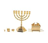 Homoyoyo Vintage Jewish Israel Covenant Statue with Gold Hanukkah Candle Holder Set, Spiritual Religious Tabletop Sculpture for Home Decor and Religious Celebrations
