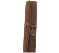 Homoyoyo Vintage Large Capacity Roll-up Pencil Case Retro Canvas and Leather Pen Bag with Treasure Map Print, Portable Pencil Holder Suitable for School and Office Use, Dark Coffee Brown