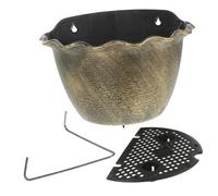 Homoyoyo Vintage Painted Plastic Wall Flowerpot with Water Storage Large Balcony Hanging Planter for Indoor Outdoor Garden Includes Hook and Non-marking Nails Elegant Retro Gold Wall Plant