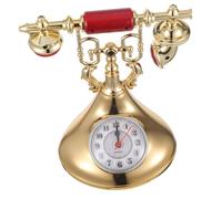 Homoyoyo Vintage Telephone Clock Decorative Desktop Ornament Retro Style Rotary Phone Model Office and Home Desk Clock 7.48X7.09X4.92In