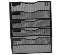 Homoyoyo Wall-mounted Metal Mesh Literature Stand Document Organizer Shelf for Office Paperwork Storage Multi-use Magazine Holder with Stable Base for Letters Reports Catalogs and Files