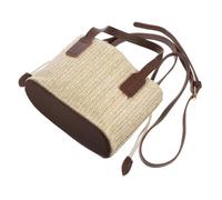 Homoyoyo Weaving Bucket Bag for Women Fashionable Shoulder Bag Casual Beach Handbag Jute Material Small Crossbody Design for Day Outing