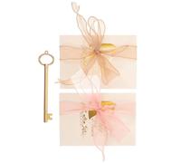 Homoyoyo Wedding Vow Cards Set of 2 Premium Ribbon Brochures in Imperial Gold and Sea Anemone Pink for Wedding Speech Handy Romantic Marriage Vow Book for Couples