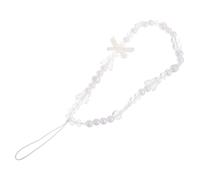 Homoyoyo White Pearl Beaded Phone Strap with Butterfly Bow Mobile Pendant Keychain Charm for Women Universal Phone Lanyard Anti-lost Accessory