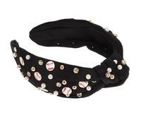 Homoyoyo Wide Knotted Baseball Headband for Women with Pearl Bead Decoration Fashionable Soft Fabric Hairband for Stylish Everyday Wear Minimalist and Elegant Accessory for All Ages