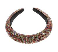Homoyoyo Wide Padded Headband Hand-Inlaid Colored Rhinestone Flannel Hairband Hair Hoop for Women Ladies Girls Engagement Party Daily Use