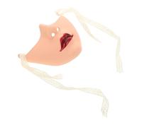 Homoyoyo Women Hand Painted Half Face with Red Lips Skin Tone Design for Halloween Carnival and Theatrical Performances