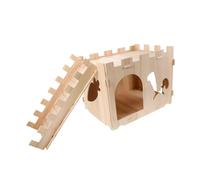 Homoyoyo Wooden Bunny Castle Hideout for Rabbits and Small Pets Easy Assembly Hamster and Guinea Pig House with Climbable Ladder and Accessible Door Cozy Hideaway for Rodents Play and Rest