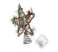 Homoyoyo Wooden Christmas Tree Star Topper with LED Lights Hollowed Five Pointed Treetop Ornament for Xmas Tree Decoration Festive Party Accent for Home Office Hotel Church