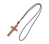 Homoyoyo Wooden Cross Pendant Necklace for Car Rearview Mirror Unisex Religious Clavicle Chain with Durable Handcrafted for Vehicles Faith Symbol Ornament for Men Women