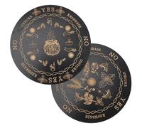 Homoyoyo Wooden Divination Plate 2pcs Set with Quartz Crystal, Carving Tarot Board for Wicca Meditation and Fortune Telling Supplies