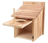 Homoyoyo Wooden Feeder Rope Bird Wooden House Parakeet Nesting Box Beige Sheltered Warm Place Attracts Birds Hanging under The Tree Backyard Birdhouse for Friends