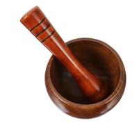 Homoyoyo Wooden Garlic Crusher and Pestle Set with Flat Bottom Bowl and Muddler Manual Garlic Mincer Kitchen Grinder Home Cooking Spice Tool
