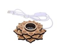Homoyoyo Wooden LED Light Base with USB Powered Warm Illumination Natural Wood Finish Display Stand for Crystal Balls Snow Globes and Sculptures Versatile Nightlight for Home Decor