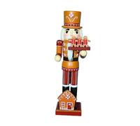 Homoyoyo Wooden Nutcracker Christmas Ornament Chef Design with Gingerbread Man and House Creative Yellow Gingerbread House Decoration for Home Living Tabletop Display