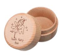 Homoyoyo Wooden Tooth Fairy Box 3D Tooth Keepsake Box Cute Case Keepsake Organizer Lost Teeth Holder Storage for Boys Girls Loss Baby Birthday