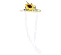 Homoyoyo Woven Hat Cat Woven Hat Creative Adorable Sunflower Shape Gentle on Pets Skin Form-fitting Comfort Beige Daily Wear for Parties Random Style