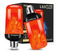 Hompavo - LED Flame Shaped Light Bulbs, 4 Flicker Modes, Direction Change Mode, E26/E27 Sockets, Indoor Outdoor for Halloween Party, Christmas at Home, 2 Pack, Red