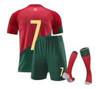 HOMPAY Football Jersey No.7, ro-naldo jersey 2022 Soccer Jersey, por-tugal T-Shirt Boys Kids Youth Jersey Socks Soccer Shirt Kit Set, Red, 14-16 Years