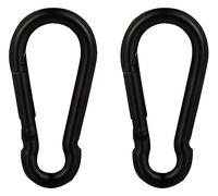 HOMPER 2pcs M8 Carabiner Hook - Heavy Duty 304 Stainless Steel Snap Keychain Clips for Outdoor, Camping, Hiking,Black