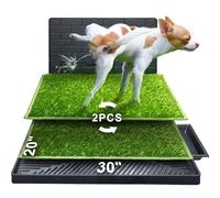Hompet Indoor/Outdoor Dog Potty - 2 Pcs Reusable Grass Pads with Tray & Pee Baffle, Alternative to Puppy Pads for Small/Medium Dogs