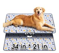 Hompet Washable Pee Pads for Dogs, 34"x21", 2-Pack Thick Heavy Absorbency Reusable Pee Pads Prevent Leakage Non-Slip, Pet Training Pads for Puppy Playpen, Crate, Potty, Floor, Bed, Sofa