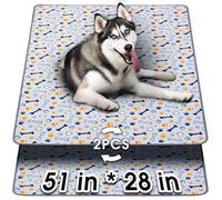 Hompet Washable Pee Pads for Dogs, 51"x28", 2-Pack Thick Heavy Absorbency Reusable Pee Pads Prevent Leakage Non-Slip, Pet Training Pads for Puppy Playpen, Crate, Potty, Floor, Bed, Sofa