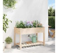 Hompiper Elevated Plant Box with Storage Shelf Grids 115x59x76.5cm Solid Wood Raised Garden Bed for Backyard Patio Balcony Suitable for planting flowers and herbaceous plants ZSSAB-UK42006580UK