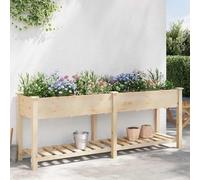 Hompiper Elevated Plant Box with Storage Shelf Grids 20.9x80.1x30.1 in Solid Wood Raised Garden Bed for Backyard Patio Balcony Suitable for planting flowers and herbaceous plants ZSSAB-UK42006582UK